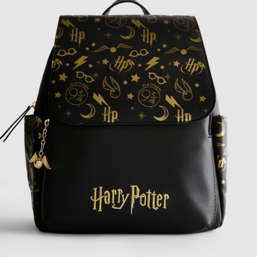 Harry Potter black  & Gold double zip Backpack